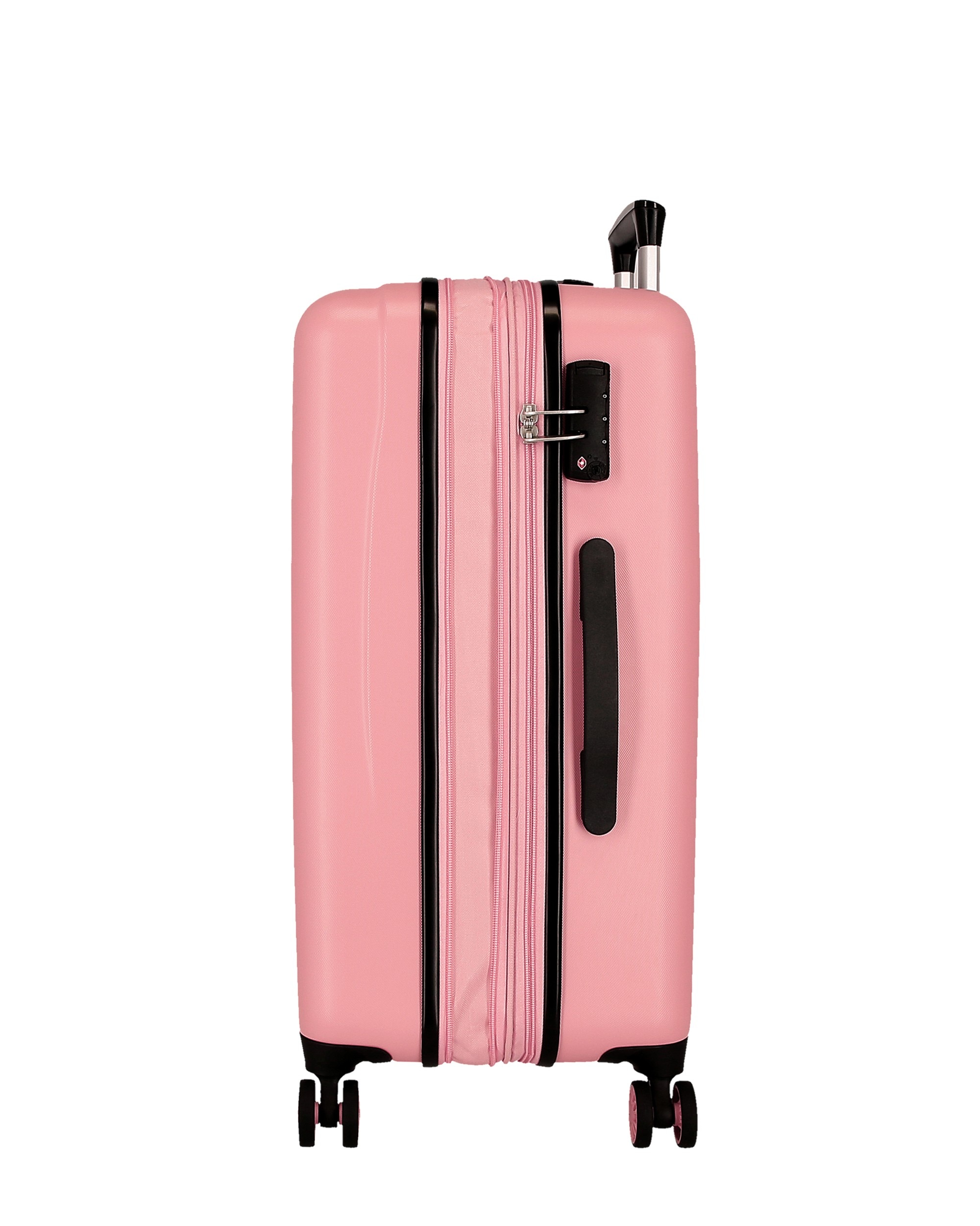 Conjunto de Malas (cabine e Média) Carol Rígidas com Capacidade de 104l Rosa-6