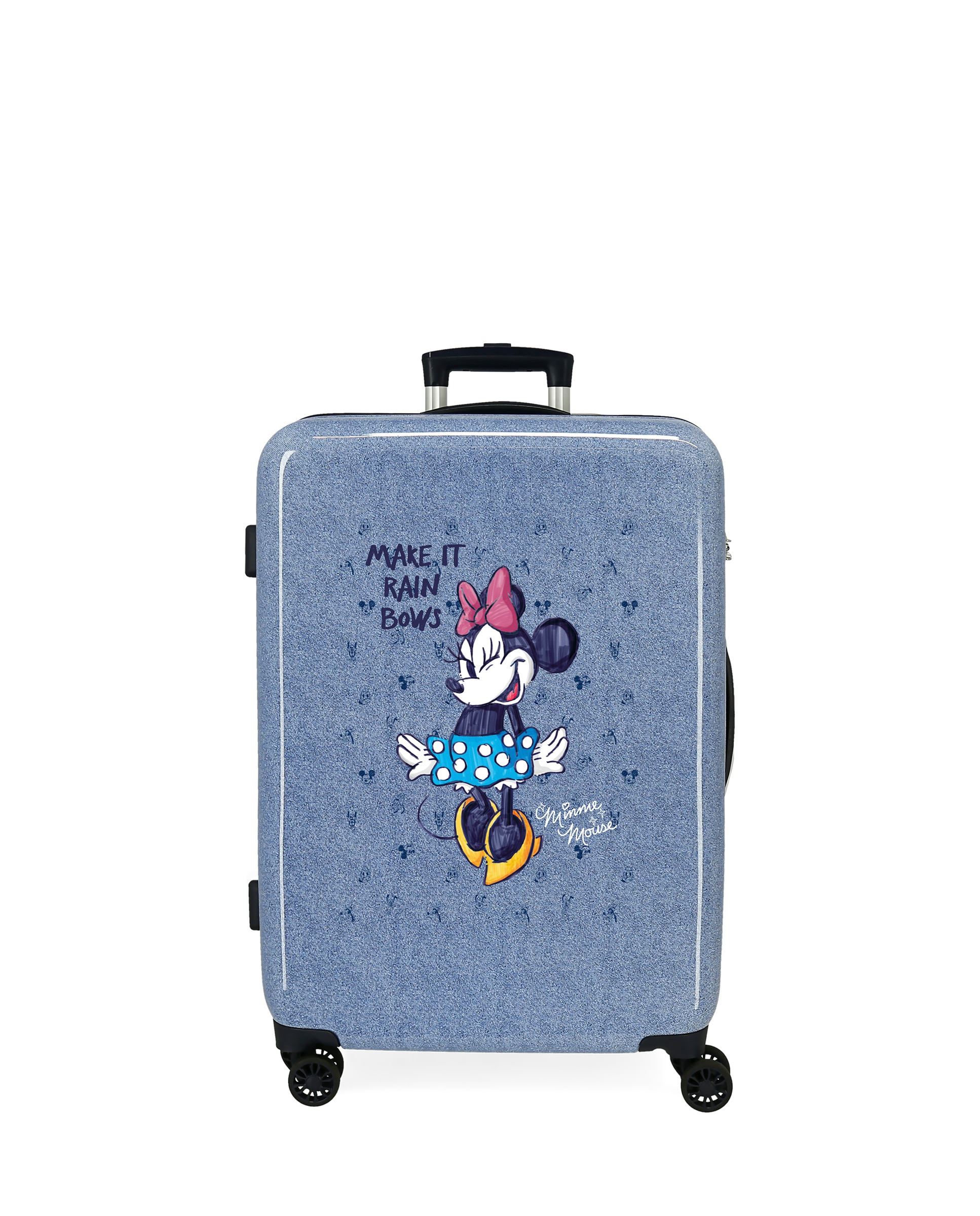 Mala de Mão Média Minnie Make It Rain Bows Rígida com Capacidade de 56l em Denim Azul-1