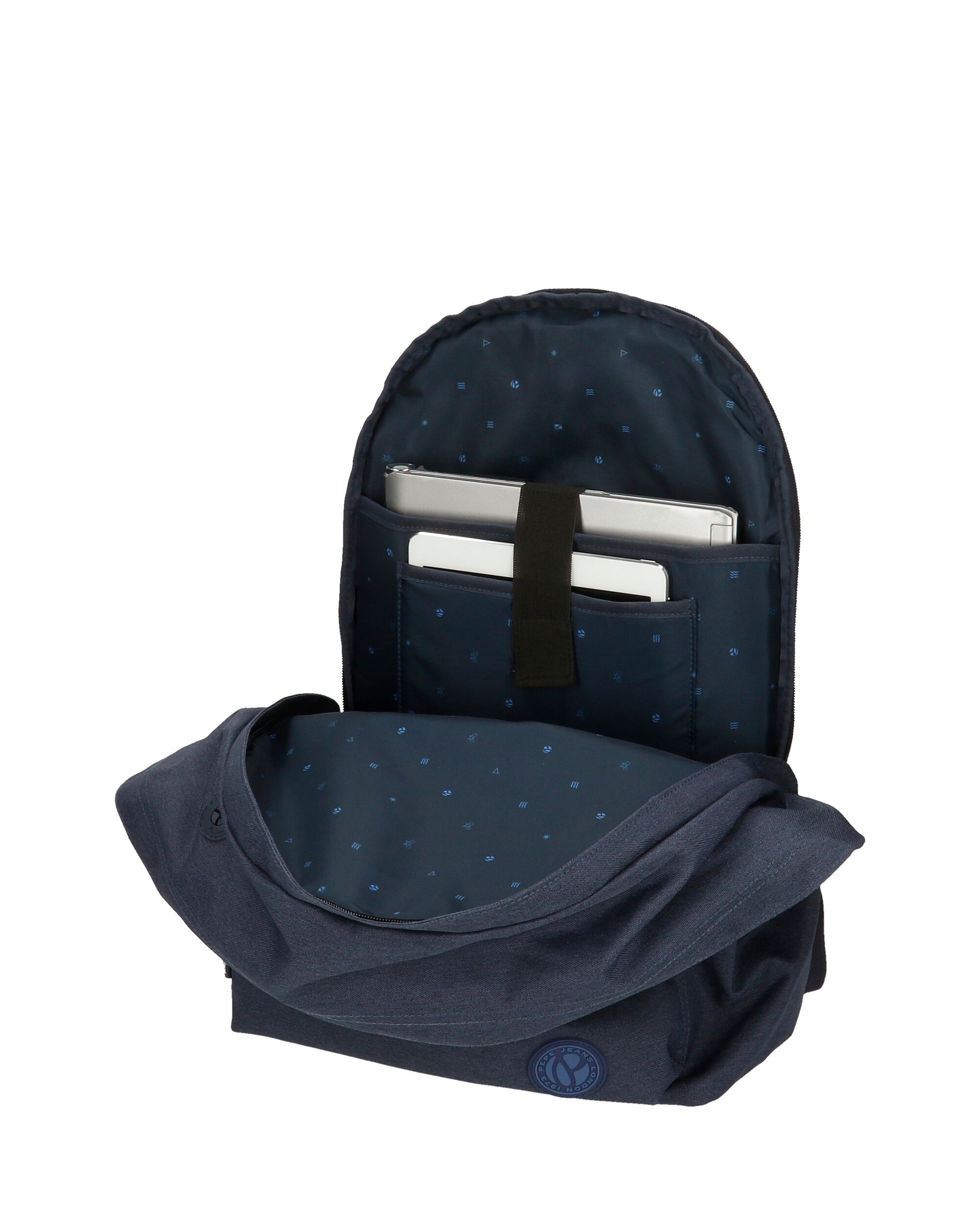 Mochila Escolar Adaptável Pepe Jeans Aidan com Porta-pc Dois Compartimentos Azul-4