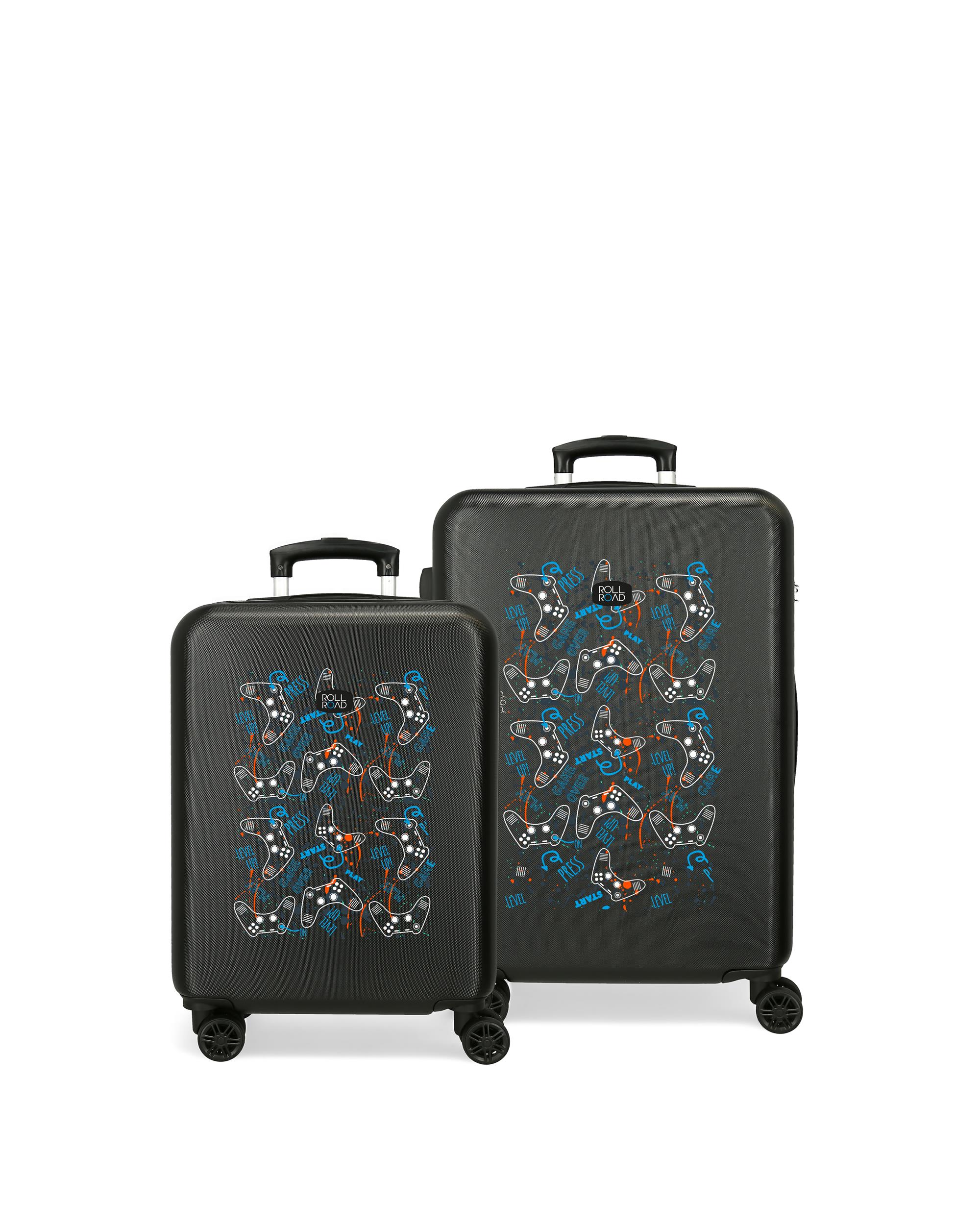 Conjunto de Malas (cabine e Média) Gamers Rígidas com Capacidade de 91l Preto-1