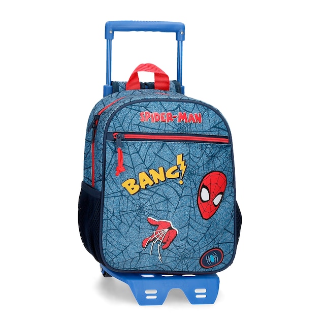Imagem 0 de Mochila Infantil Spiderman Denim com Carrinho 28cm com Bolso Frontal