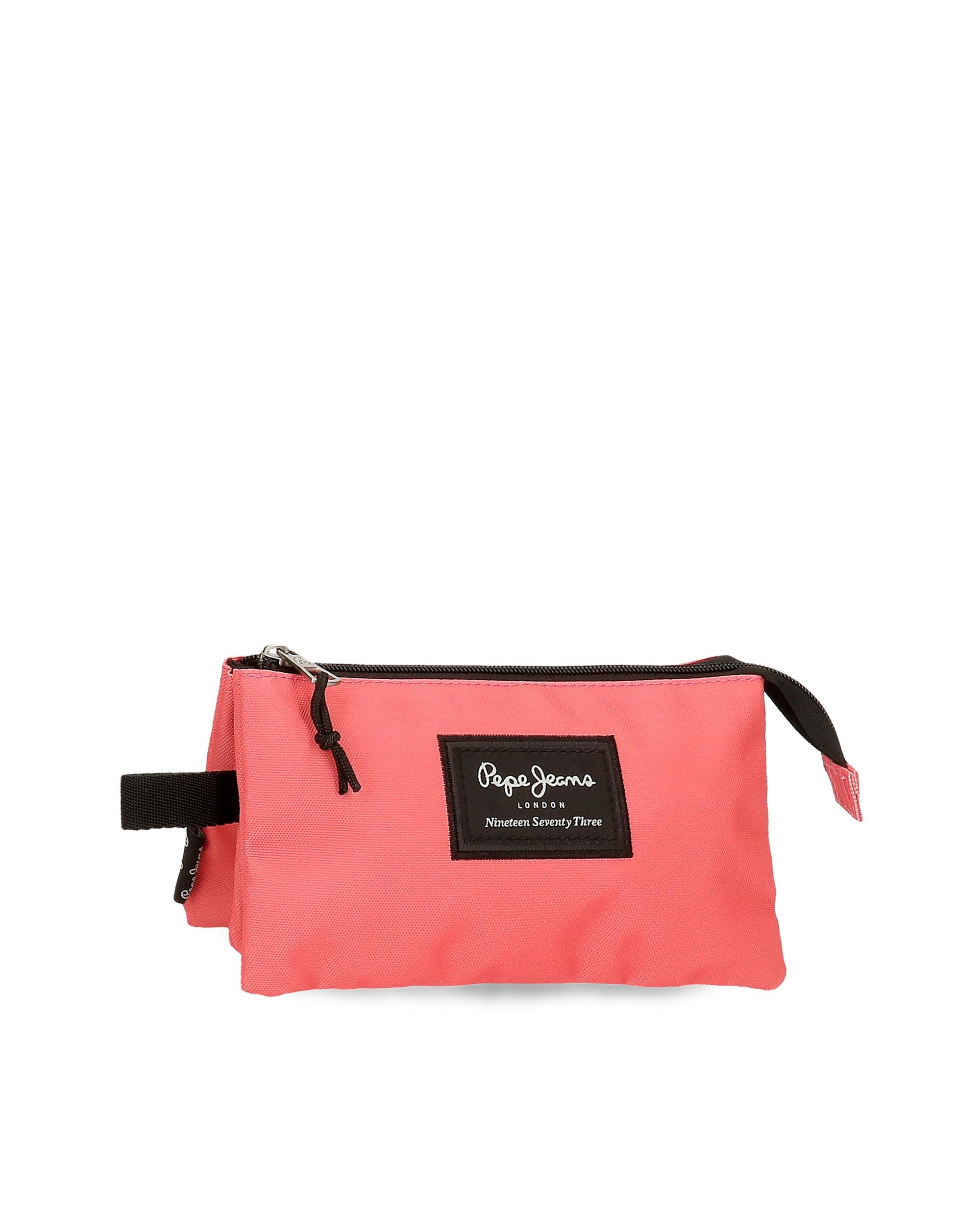 Estojo Pepe Jeans Aris Colorful Três Compartimentos Coral Rosa-1