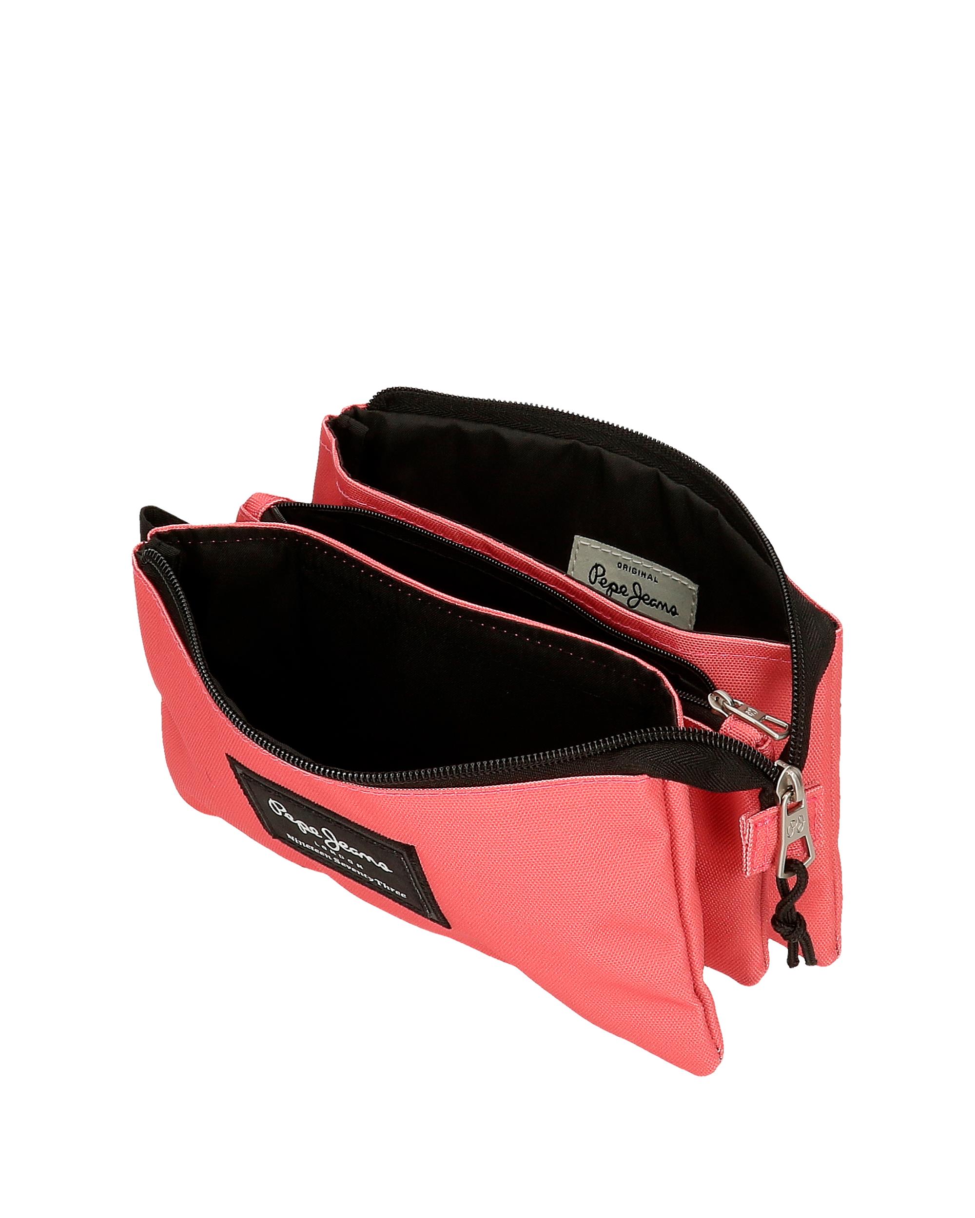 Estojo Pepe Jeans Aris Colorful Três Compartimentos Coral Rosa-4