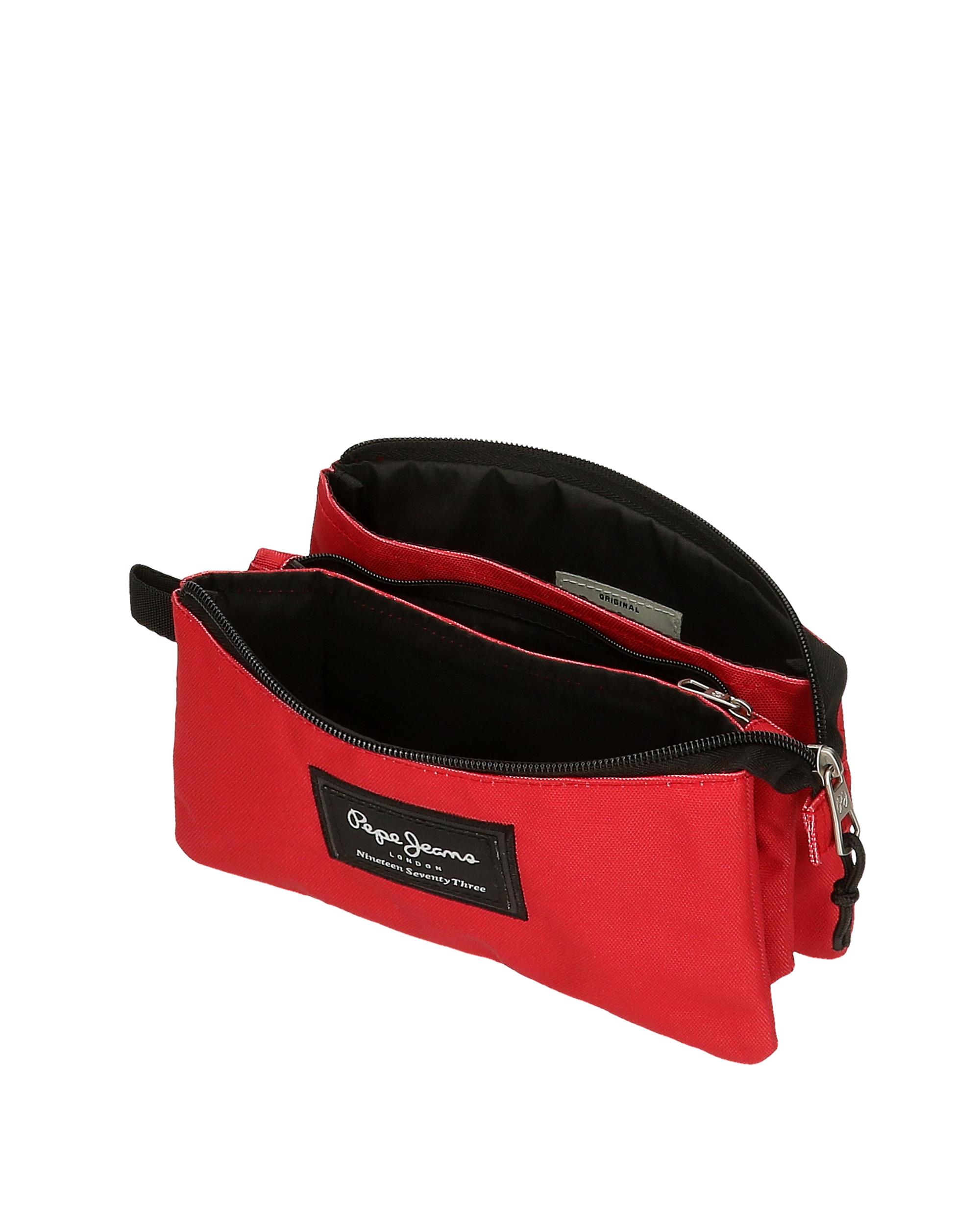 Estojo Pepe Jeans Aris Colorful Três Compartimentos em Vermelho Vermelho-4