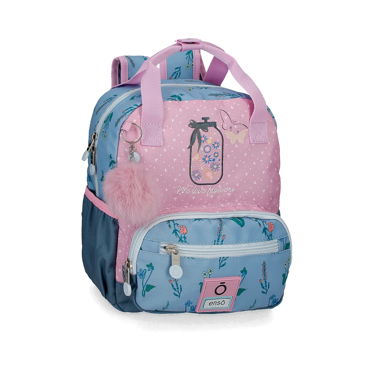 Imagem 0 de Mochila Pequena Enso We Love Flowers Adaptável com Porta-chaves Pompom