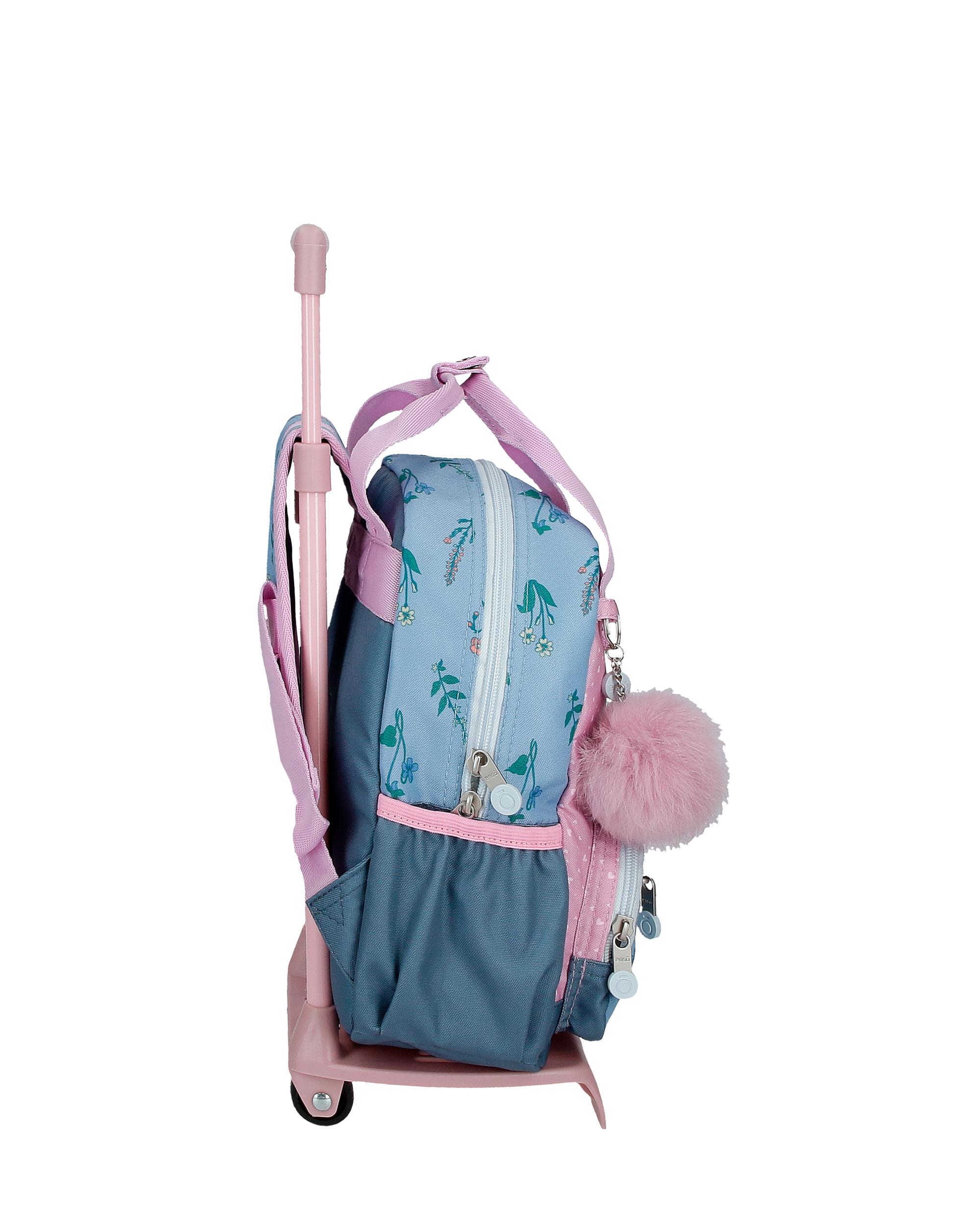 Mochila Pequena Enso We Love Flowers com Carrinho Rosa-2