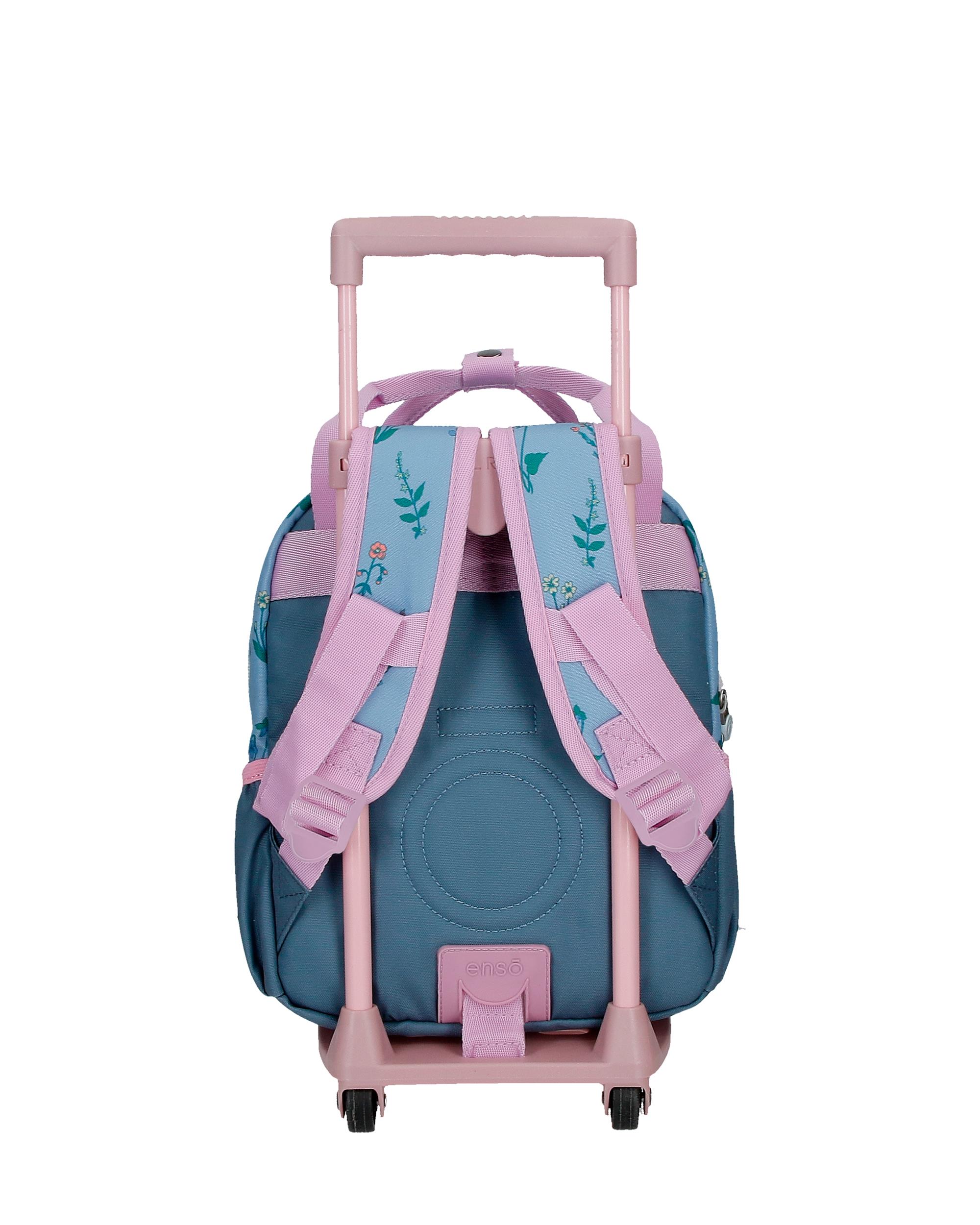 Mochila Pequena Enso We Love Flowers com Carrinho Rosa-3