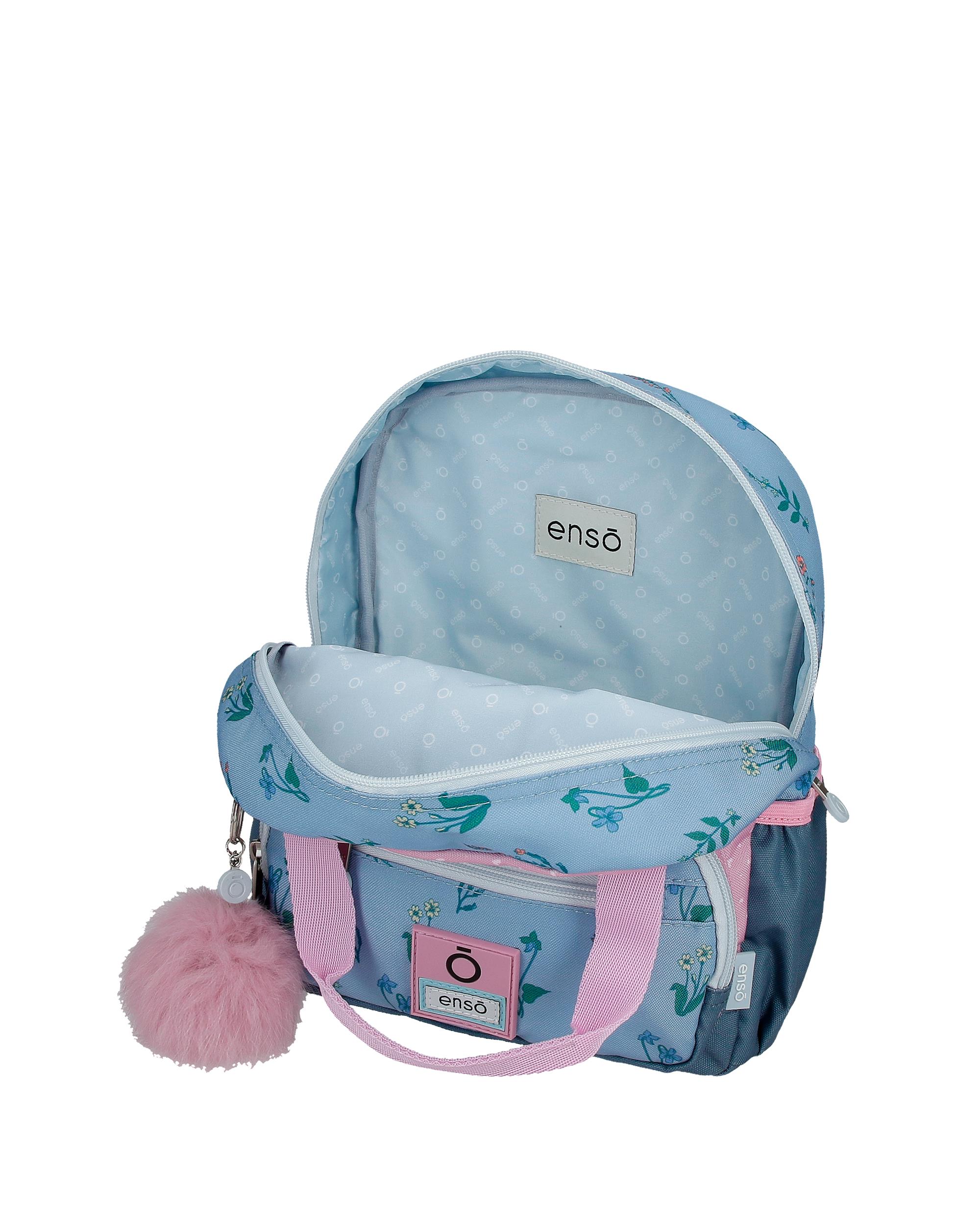 Mochila Pequena Enso We Love Flowers com Carrinho Rosa-4