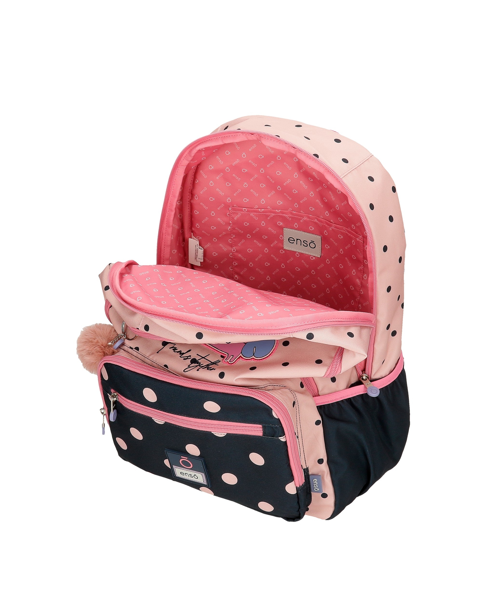Mochila Infantil Enso Friends Together Adaptável com Dois Compartimentos Rosa-4
