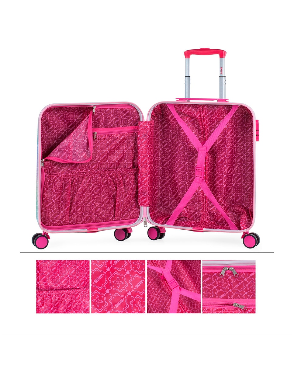 Mala Infantil de Cabine Skpat Shine Like a Star Fúcsia Capacidade 34,5 L Multicolor-5