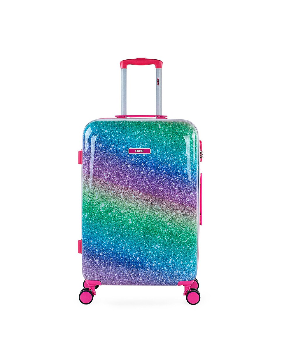 Conjunto de Malas (cabine e Média) Shine Like a Star Rígidas com Capacidade 98,5 L Fúcsia-2