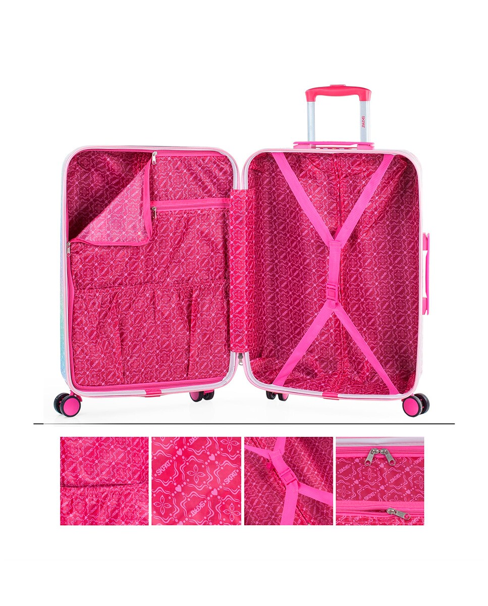 Conjunto de Malas (cabine e Média) Shine Like a Star Rígidas com Capacidade 98,5 L Fúcsia-4