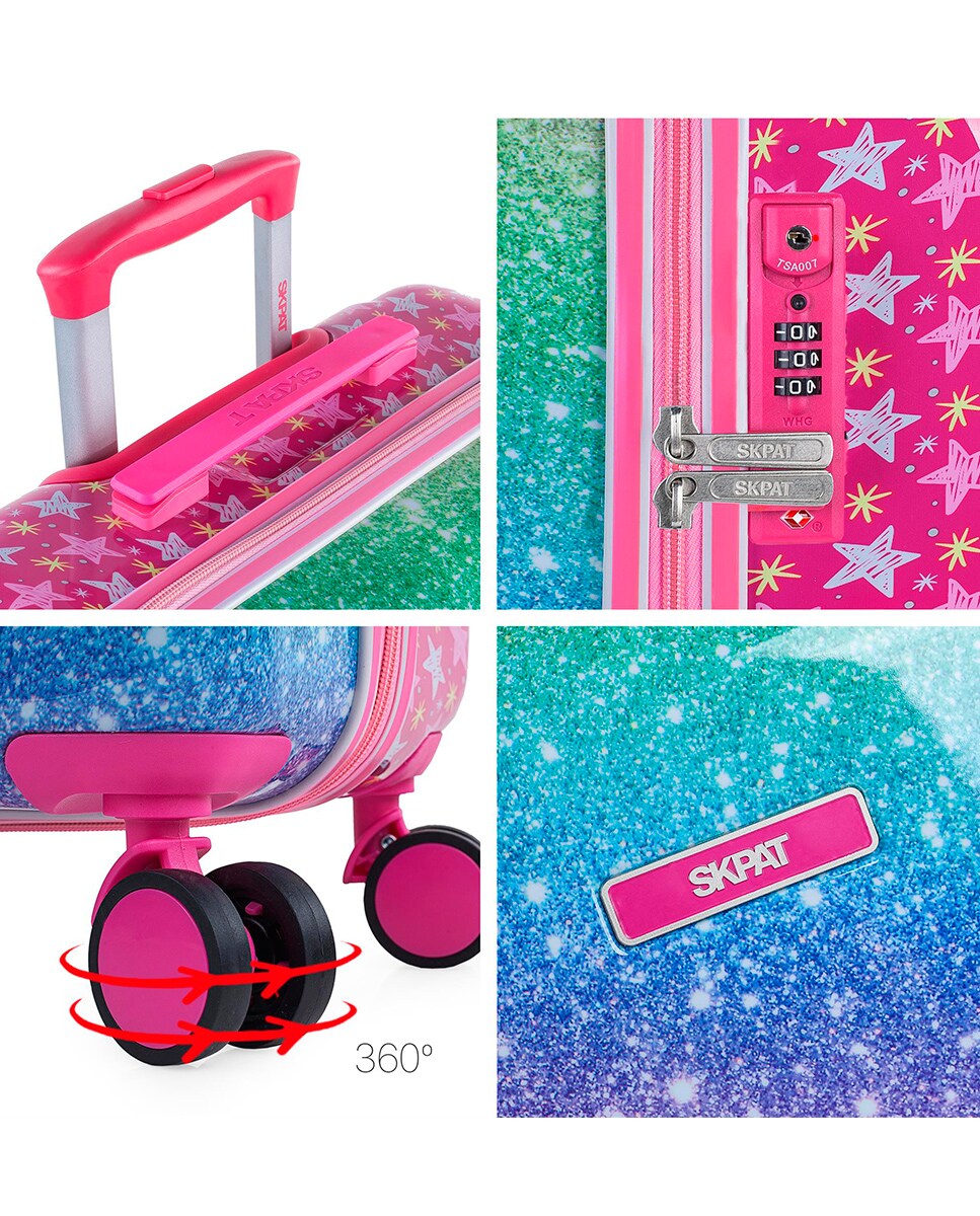 Conjunto de Malas (cabine e Média) Shine Like a Star Rígidas com Capacidade 98,5 L Fúcsia-5