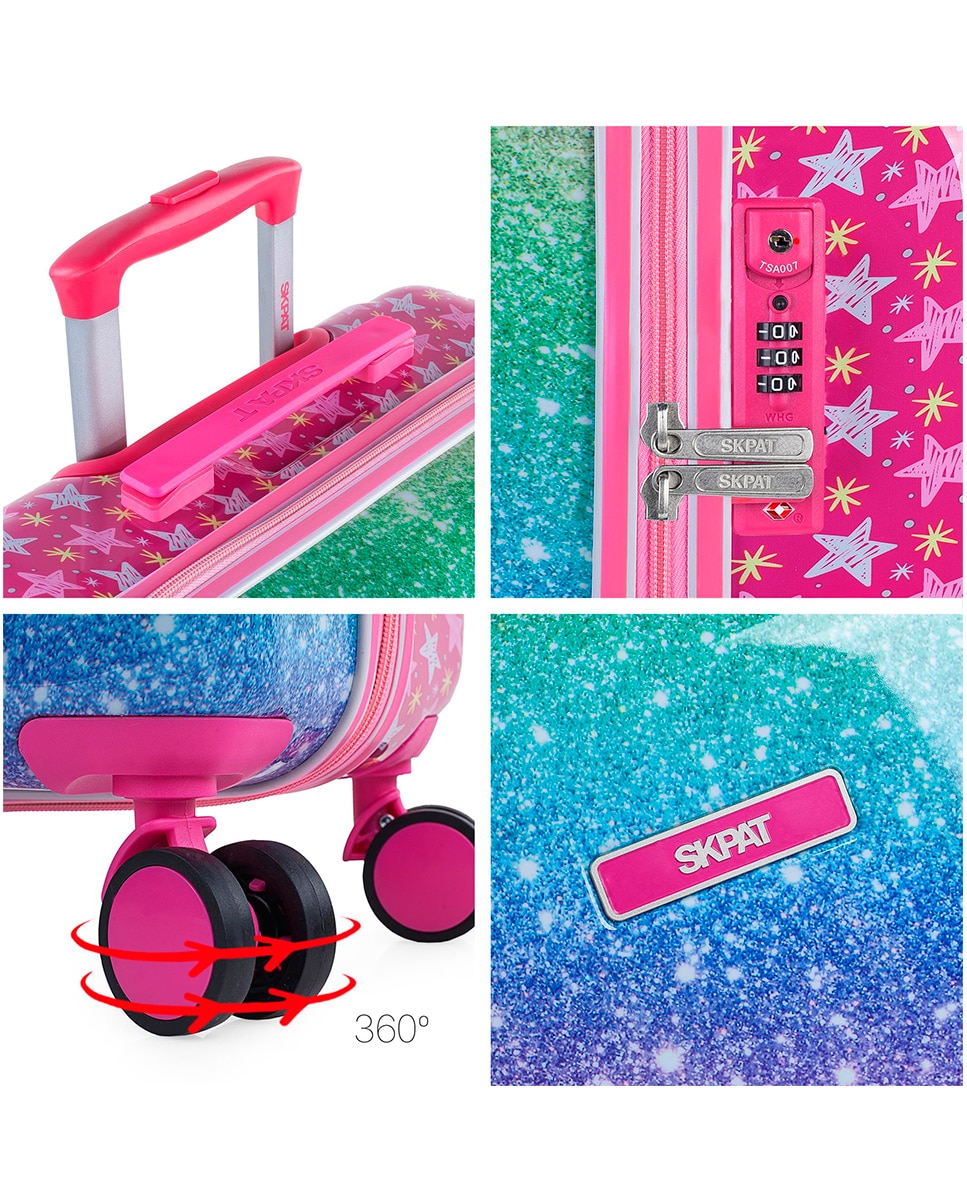 Conjunto de Mala de Cabine Infantil e Necessaire Shine Like a Star Rígido com Capacidade de 50 L Multicolor-5