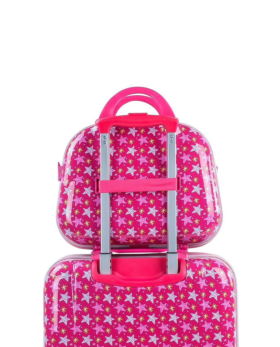 Conjunto de Malas (cabine, Média e Necessaire) Rígidas Shine Like Star com Capacidade 98,5 L Fúcsia-3