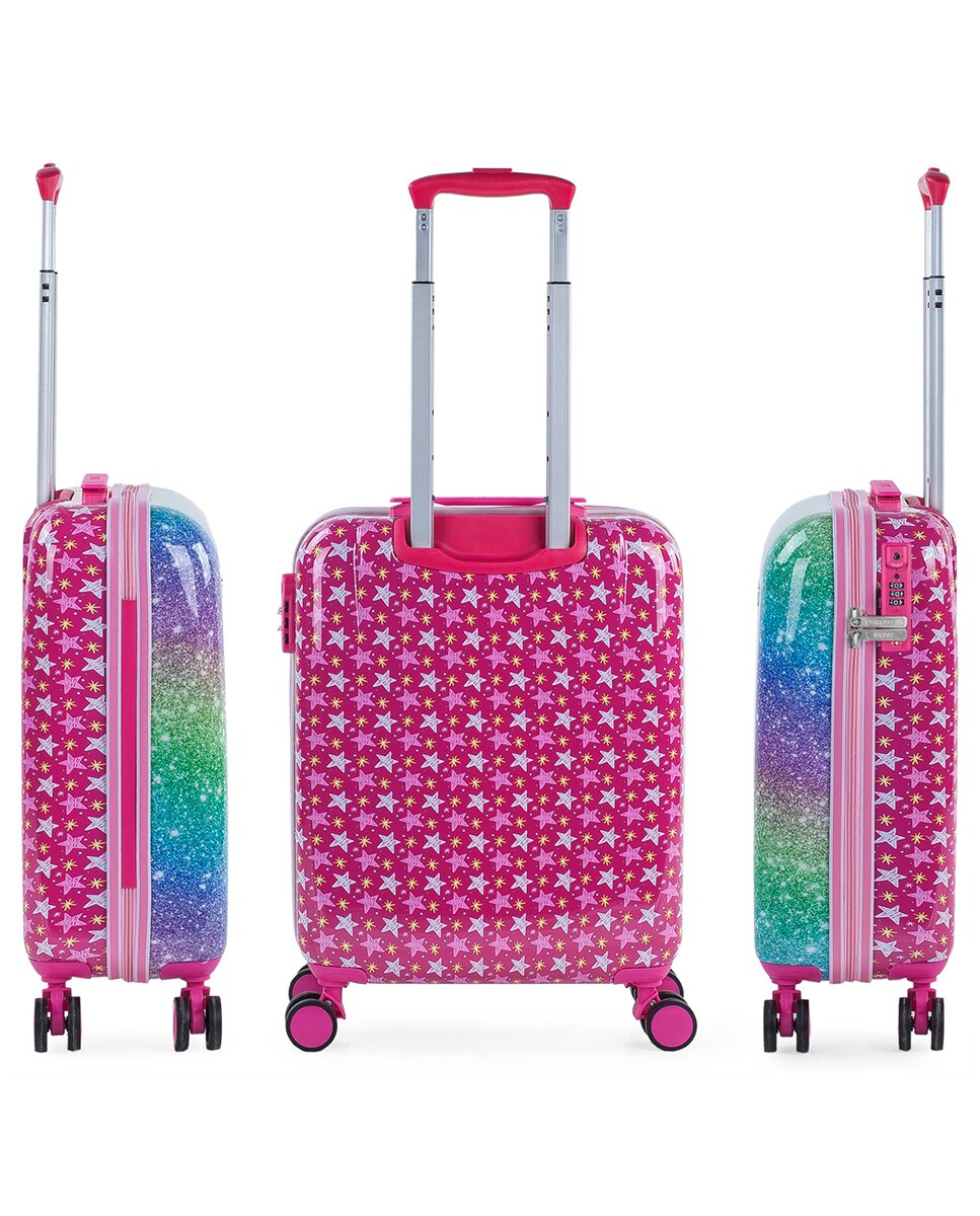 Conjunto de Malas (cabine, Média e Necessaire) Rígidas Shine Like Star com Capacidade 98,5 L Fúcsia-4