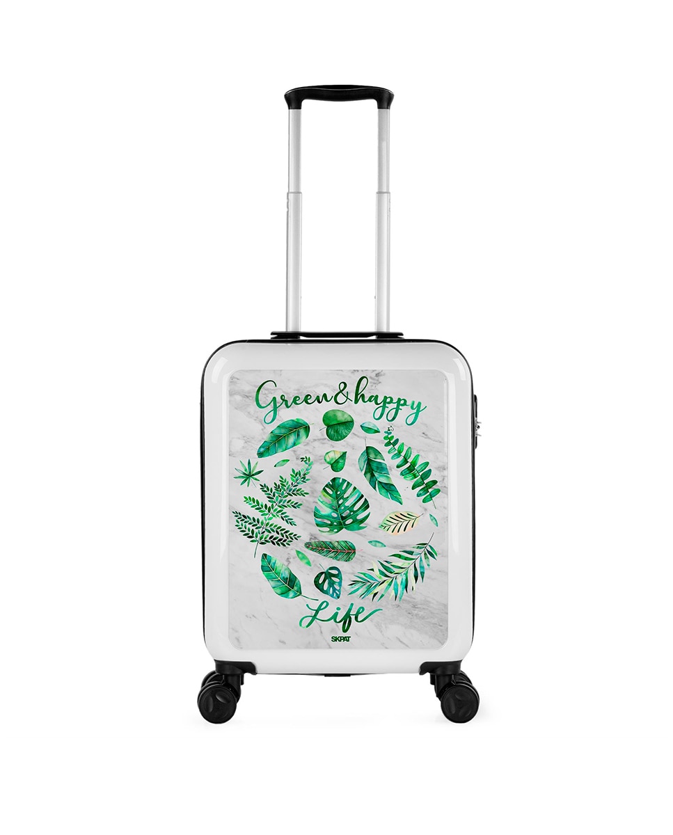 Imagem 0 de Mala Pequena Summer em Branco-happy Life Rígida de Policarbonato com Capacidade 40 L