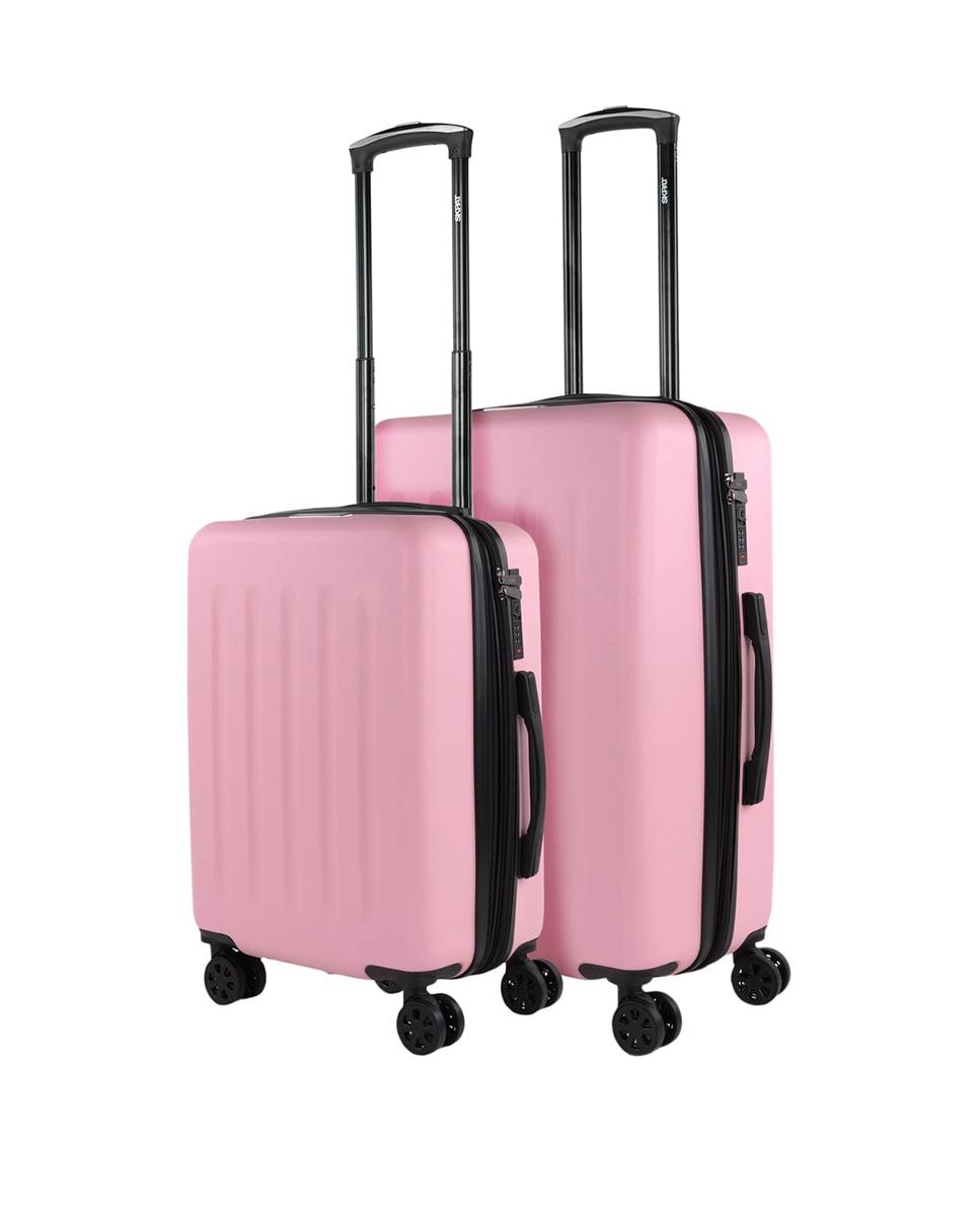 Conjunto de Malas de Cabine e Média Lisboa Rígidas com Capacidade de 122 Litros Rosa-1