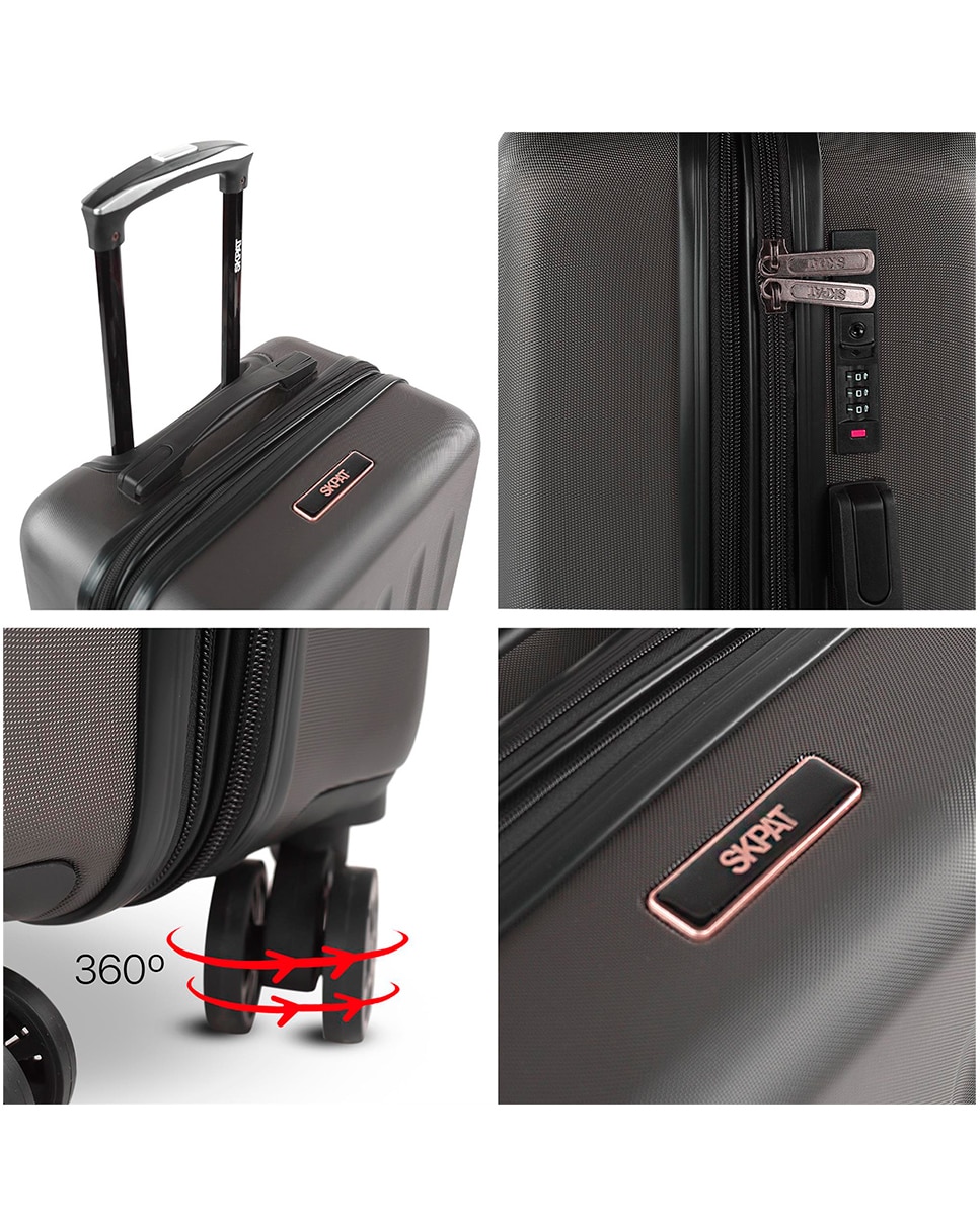 Conjunto de Malas (cabine e Grande) Lisboa Rígidas com Capacidade de 97l Cinzento-escuro-2