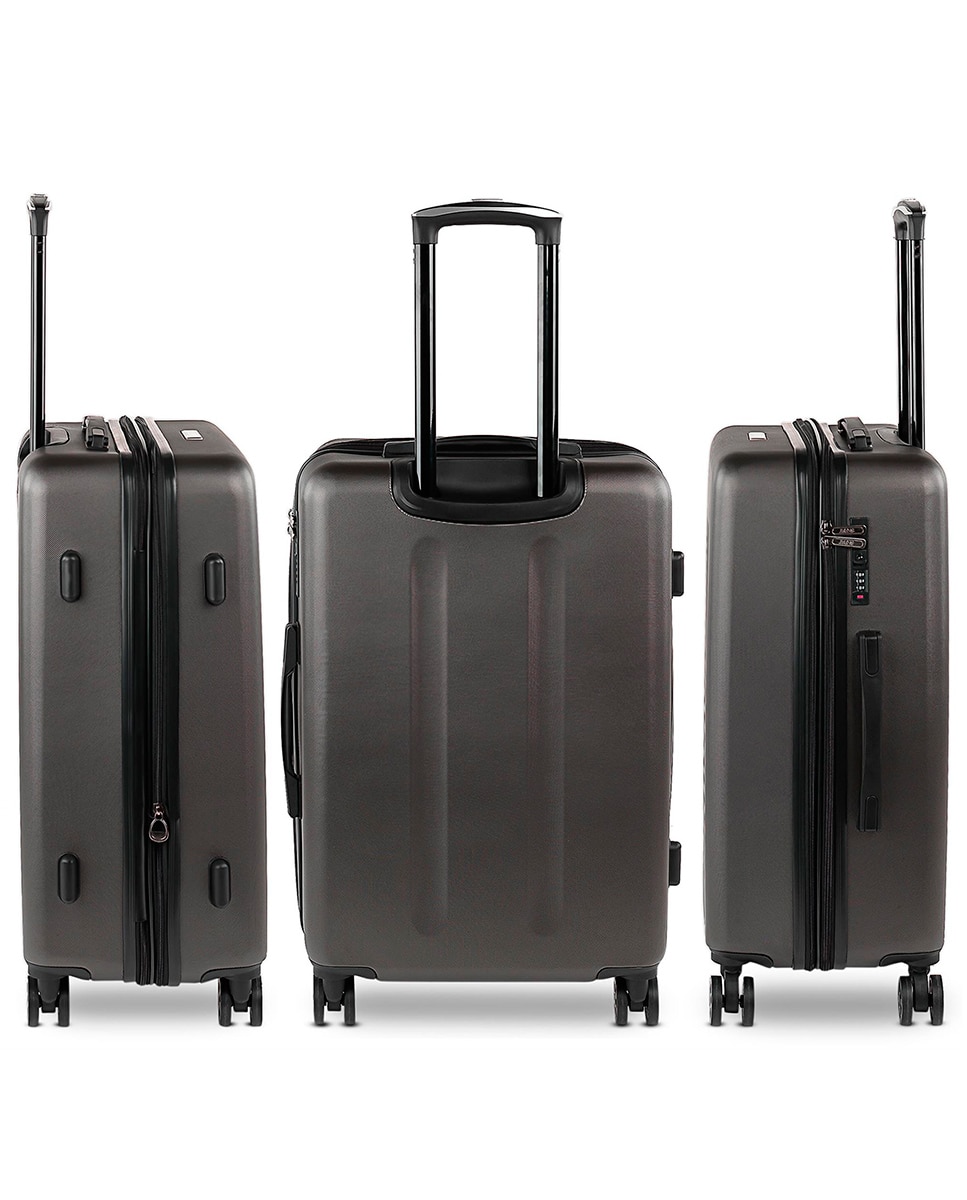 Conjunto de Malas (cabine e Grande) Lisboa Rígidas com Capacidade de 97l Cinzento-escuro-5