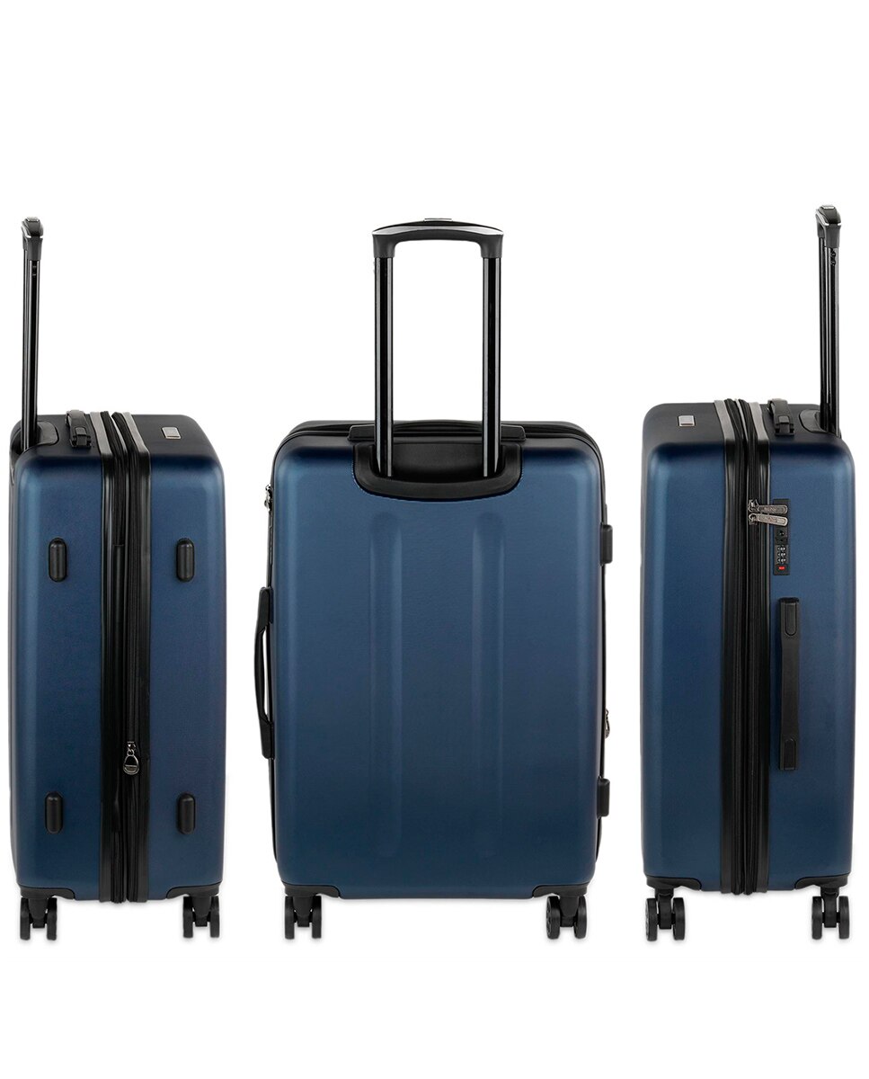 Conjunto de Malas (cabine e Grande) Lisboa Rígidas com Capacidade de 97l Azul-escuro-2