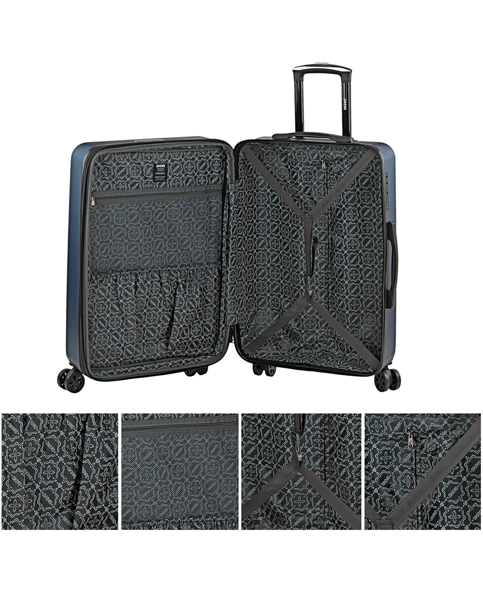 Conjunto de Malas (cabine e Grande) Lisboa Rígidas com Capacidade de 97l Azul-escuro-3