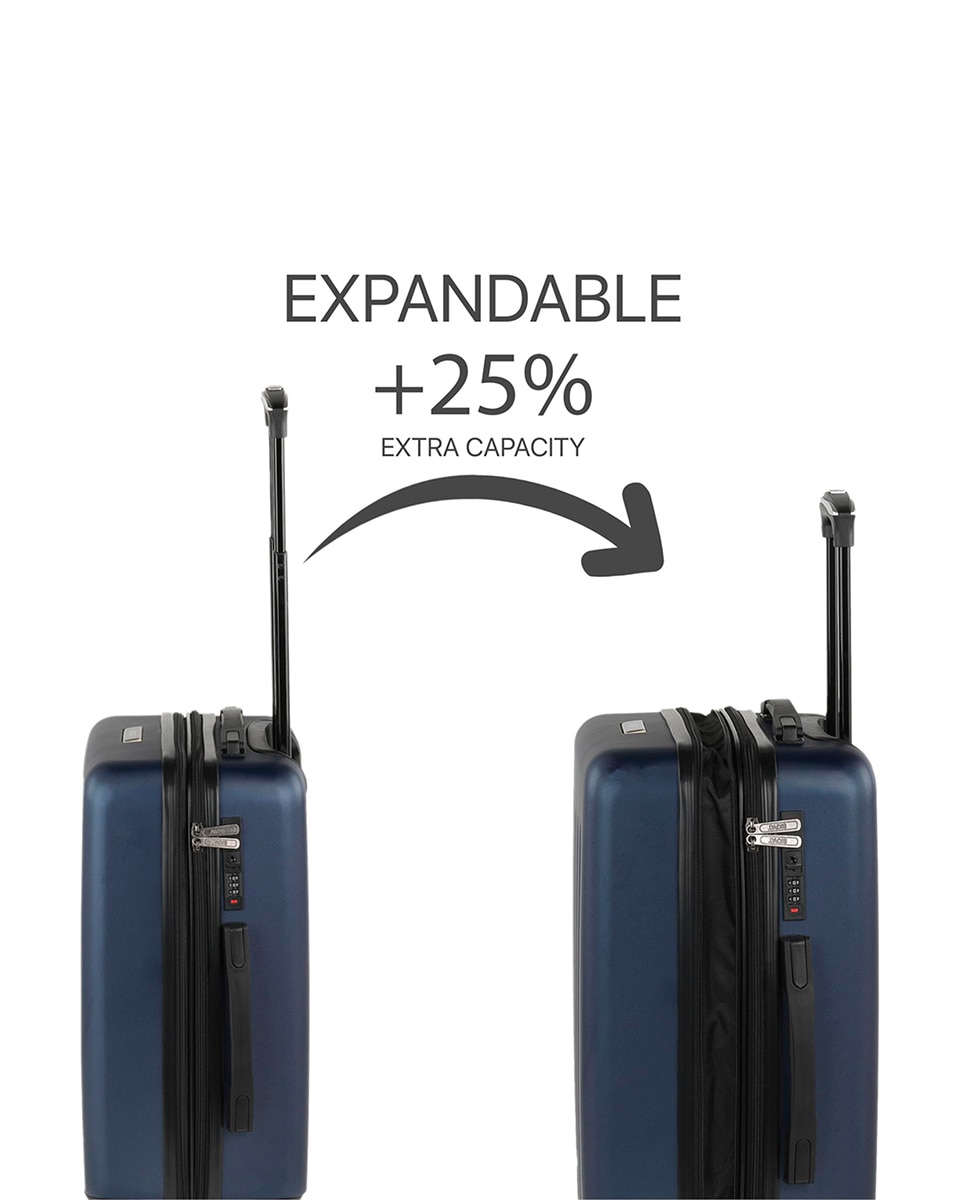 Conjunto de Malas (cabine e Grande) Lisboa Rígidas com Capacidade de 97l Azul-escuro-5