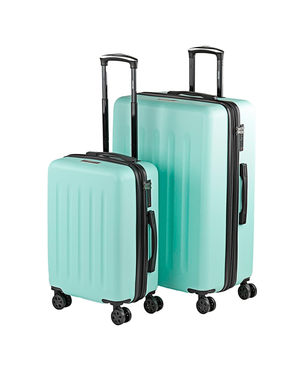 Conjunto de Malas (cabine e Grande) Lisboa Rígidas com Capacidade de 97l Verde-menta-1
