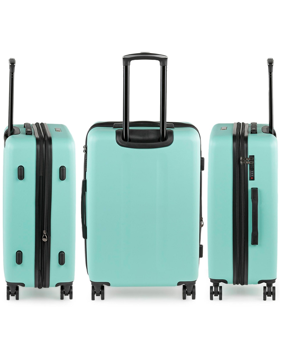 Conjunto de Malas (cabine e Grande) Lisboa Rígidas com Capacidade de 97l Verde-menta-2
