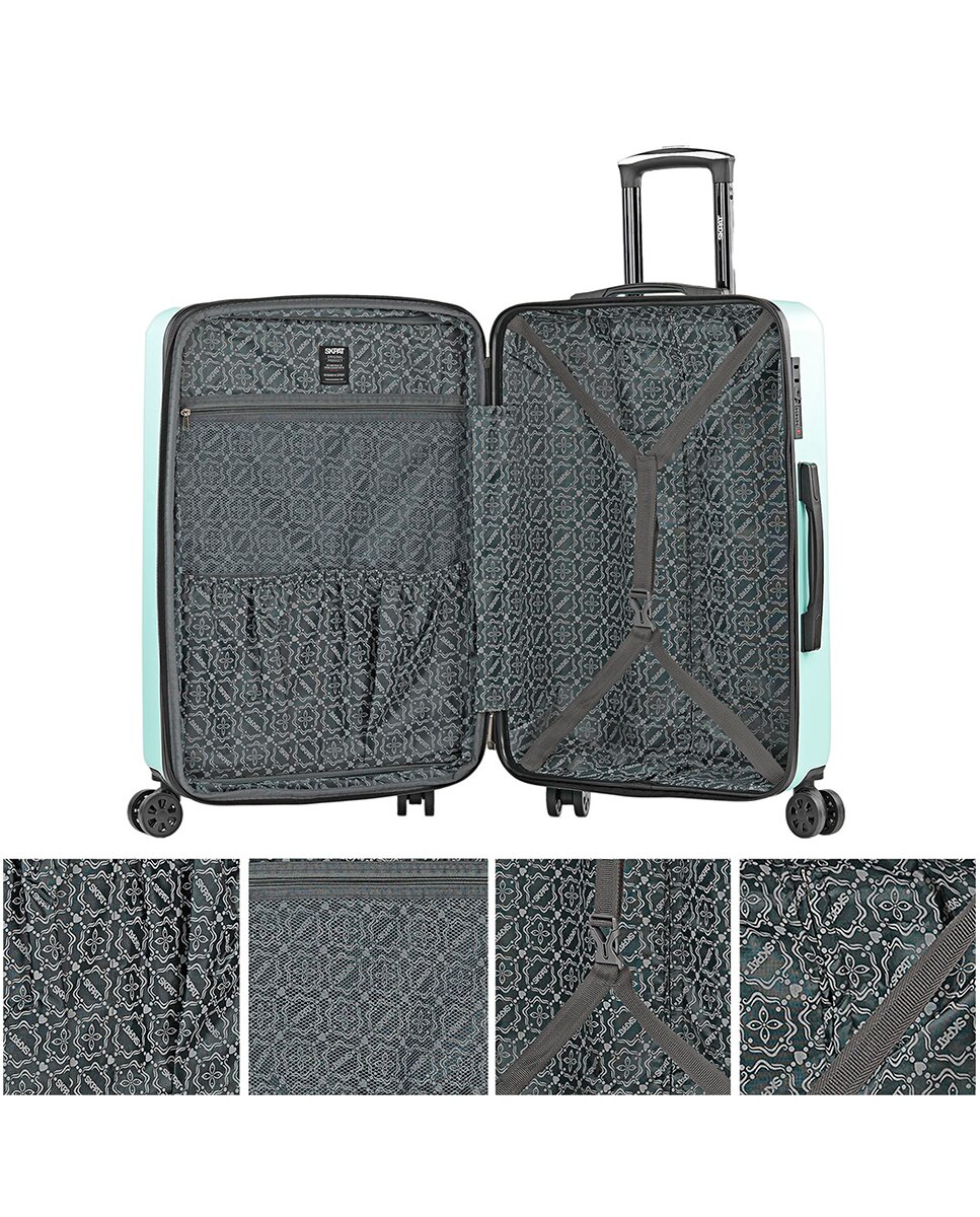 Conjunto de Malas (cabine e Grande) Lisboa Rígidas com Capacidade de 97l Verde-menta-3