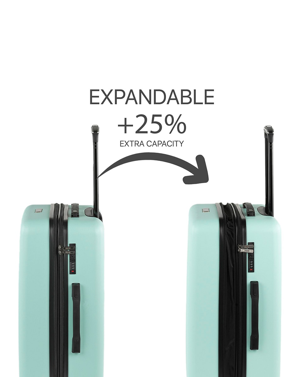 Conjunto de Malas (cabine e Grande) Lisboa Rígidas com Capacidade de 97l Verde-menta-5