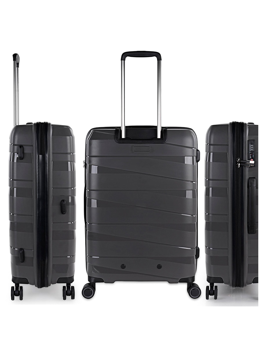 Conjunto de Malas Média, Grande e Necessaire Rígidas Stuttgart Cinzento-escuro-2