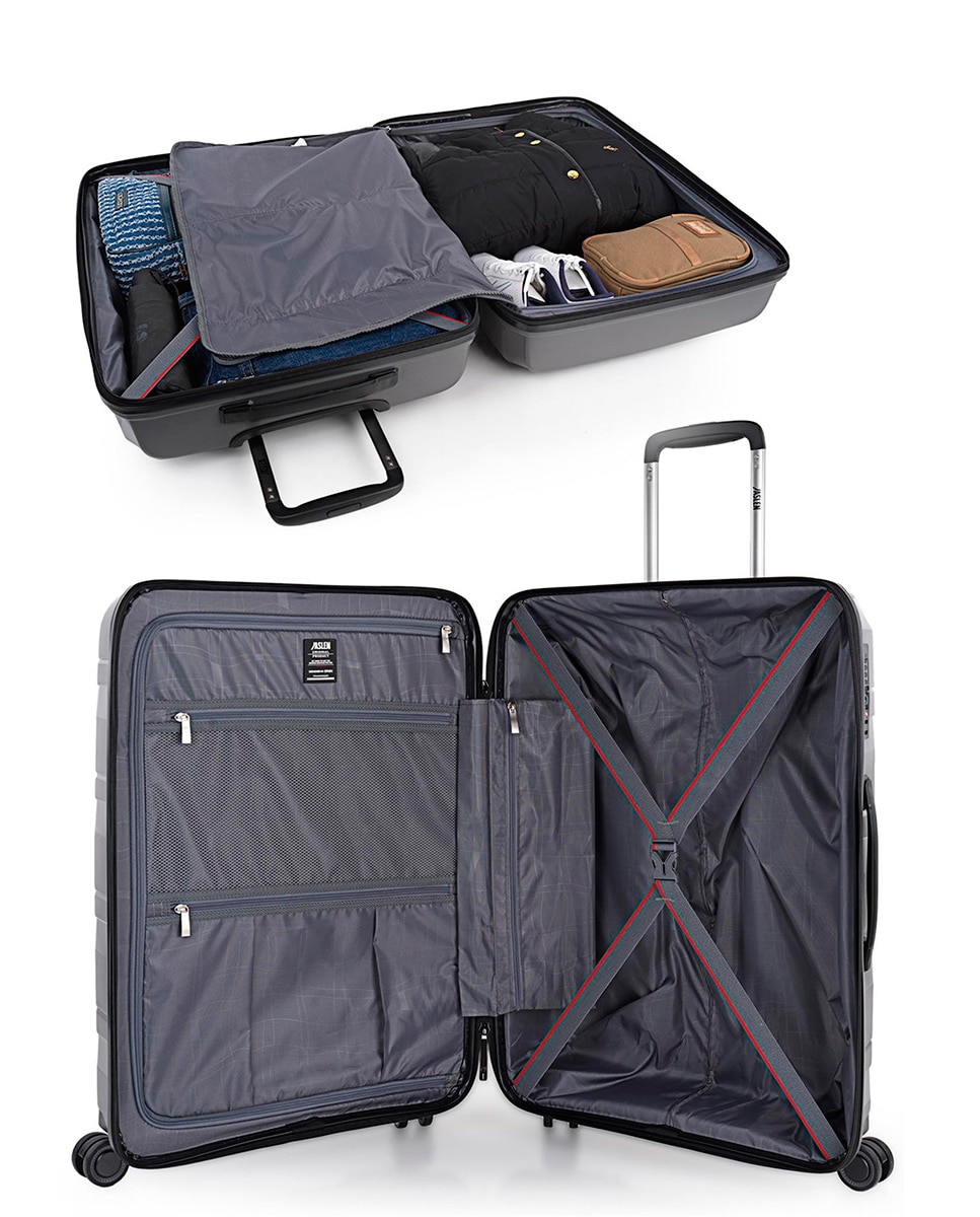Conjunto de Malas Média, Grande e Necessaire Rígidas Stuttgart Cinzento-escuro-3