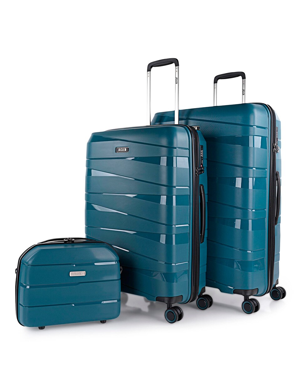 Conjunto de Malas Média, Grande e Necessaire Rígidas Stuttgart Metalizado-6