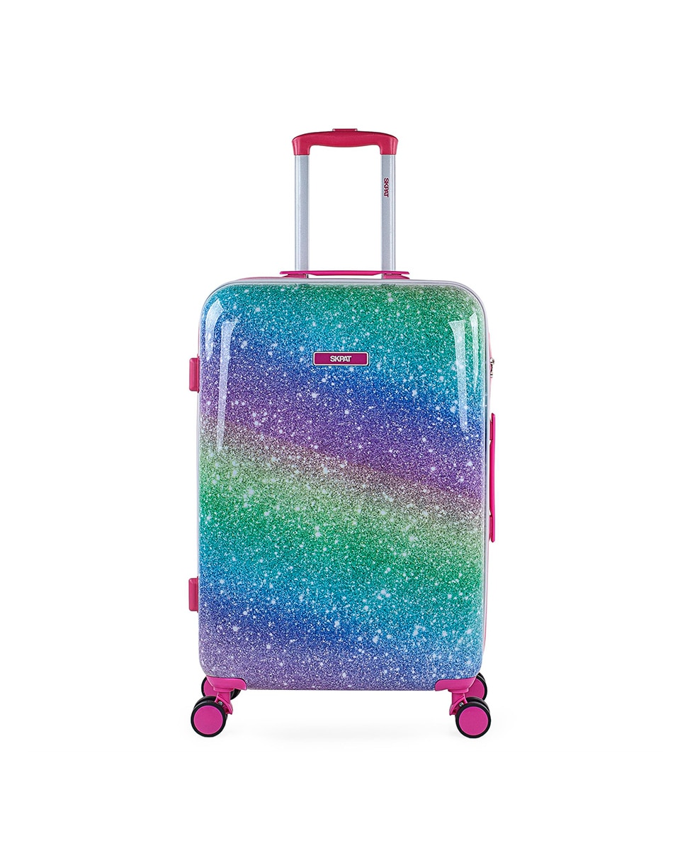 Conjunto de Mala (média e Necessaire) Infantil Shine Like Star Rígidas com Capacidade de 70 L Fúcsia-2