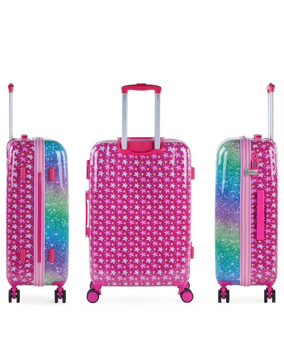 Conjunto de Mala (média e Necessaire) Infantil Shine Like Star Rígidas com Capacidade de 70 L Fúcsia-3