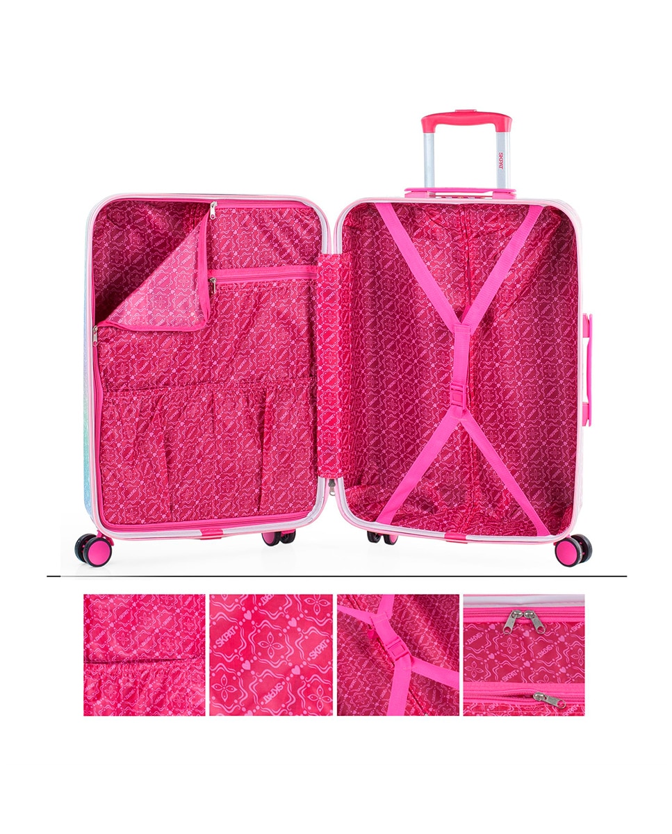 Conjunto de Mala (média e Necessaire) Infantil Shine Like Star Rígidas com Capacidade de 70 L Fúcsia-4