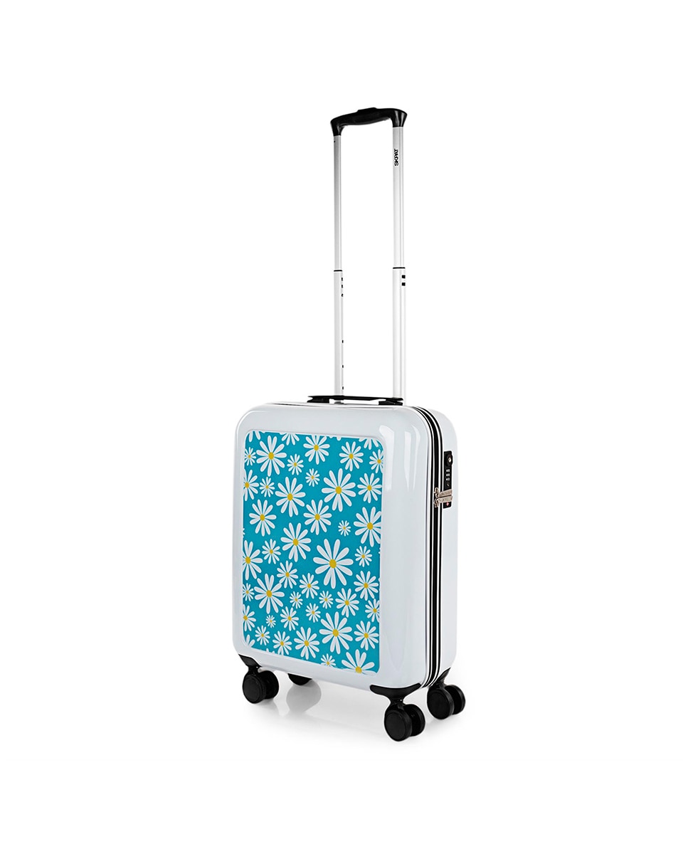 Mala de Cabine Rígida Niza em Branco-margaridas Azul com Capacidade de 40 L Branco / Azul-2