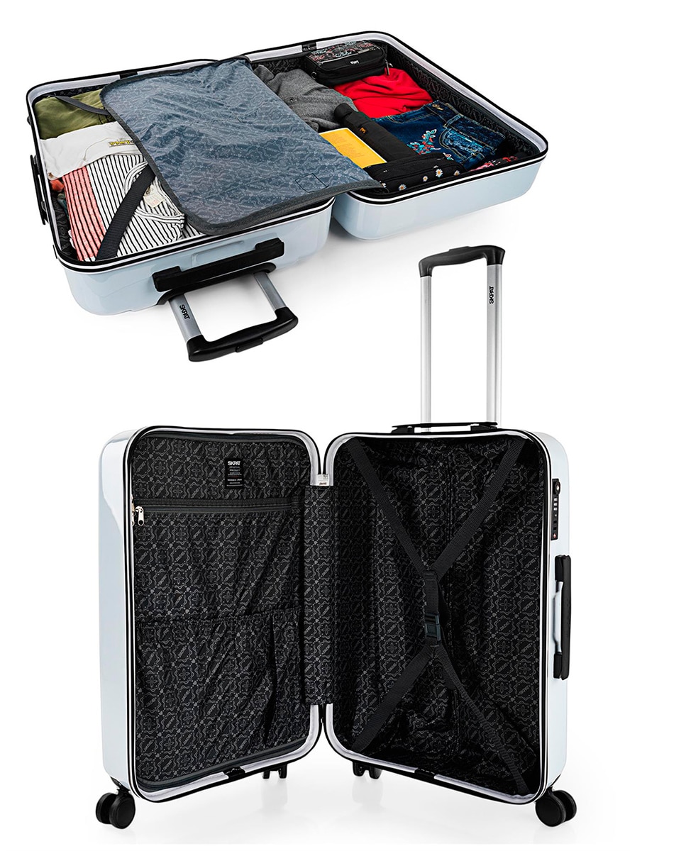 Mala de Cabine Rígida Niza em Branco-margaridas Azul com Capacidade de 40 L Branco / Azul-4
