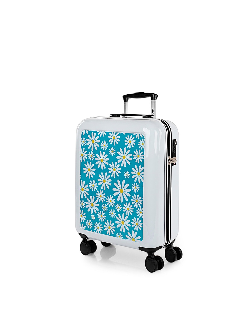 Mala de Cabine Rígida Niza em Branco-margaridas Azul com Capacidade de 40 L Branco / Azul-6