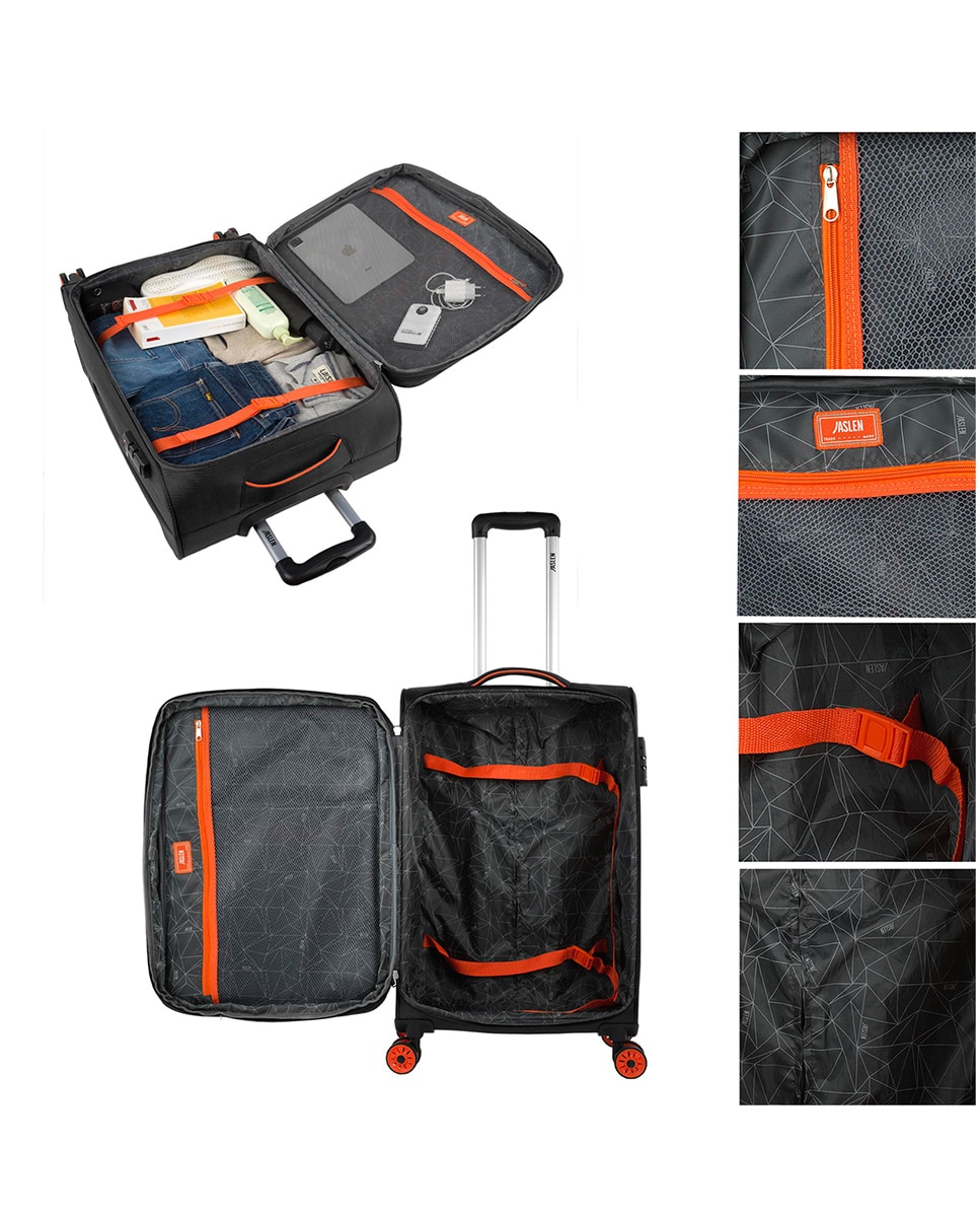 Conjunto de Malas (cabine, Média e Grande) Colchester Macias com Capacidade de 90l Preto-3