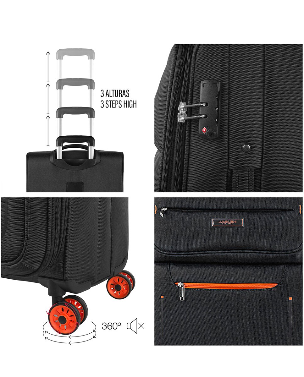 Conjunto de Malas (cabine, Média e Grande) Colchester Macias com Capacidade de 90l Preto-4