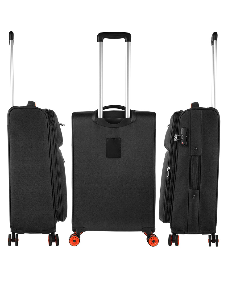 Conjunto de Malas (cabine e Média) Colchester Maleáveis com Capacidade de 59l Preto / Laranja-2