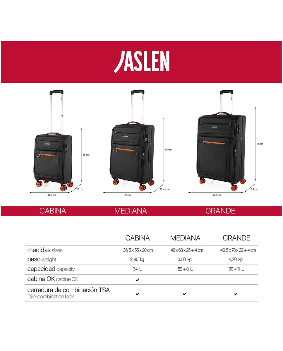Conjunto de Malas Expansíveis (média e Grande) Colchester Macias com Capacidade de 179 L Preto / Laranja-6