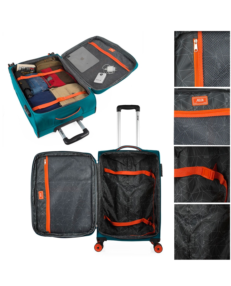 Conjunto de Malas (cabine e Grande) Colchester Macias com Capacidade de 90l Turquesa-3