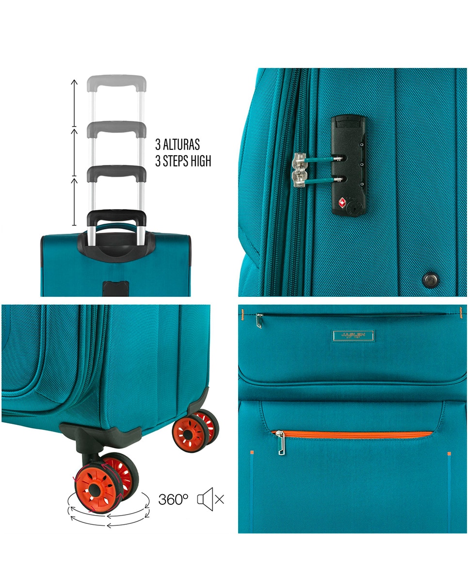 Conjunto de Malas (cabine e Grande) Colchester Macias com Capacidade de 90l Turquesa-4