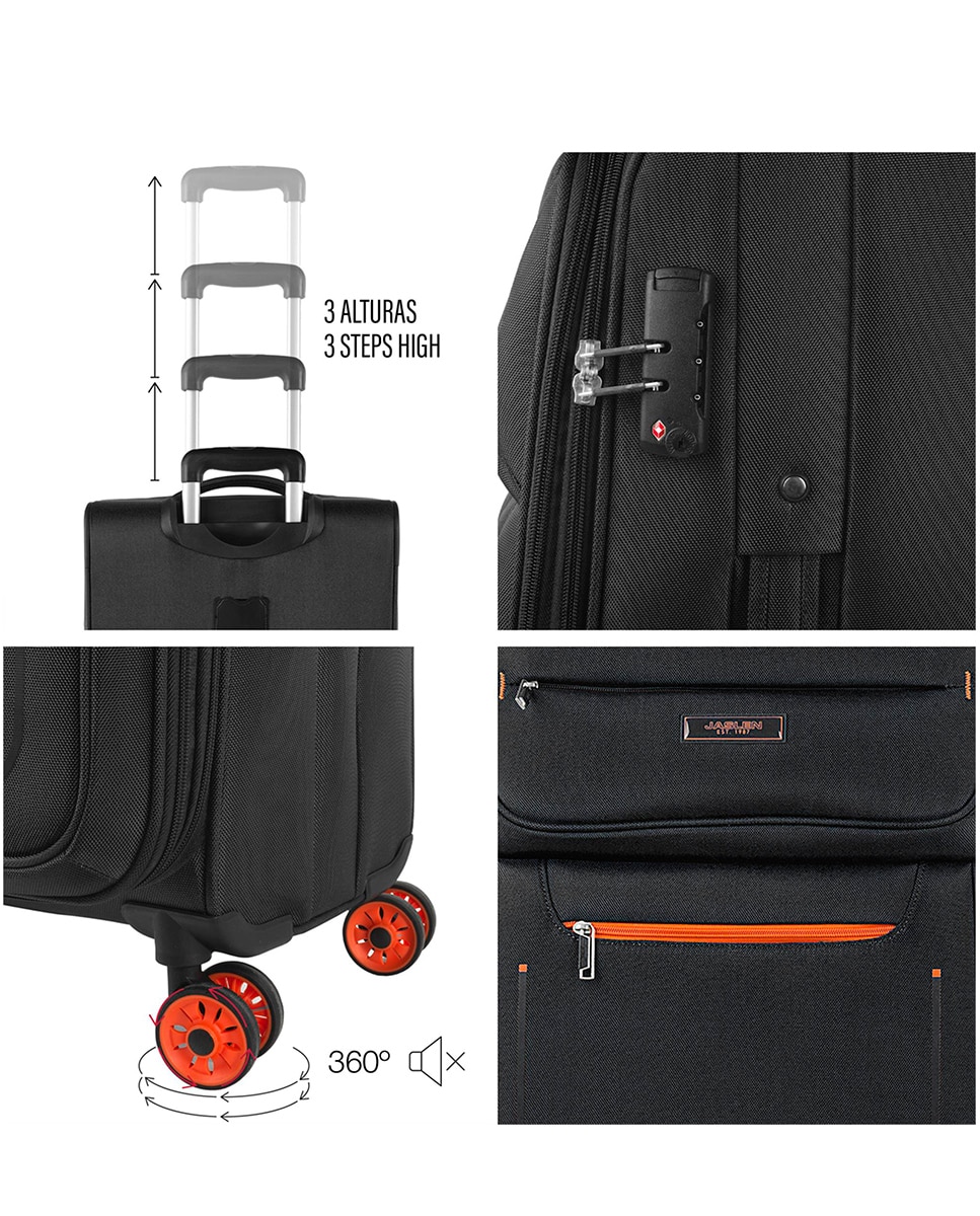 Conjunto de Malas Expansíveis (cabine e Grande) Colchester Macias com Capacidade de 168 L Preto / Laranja-4