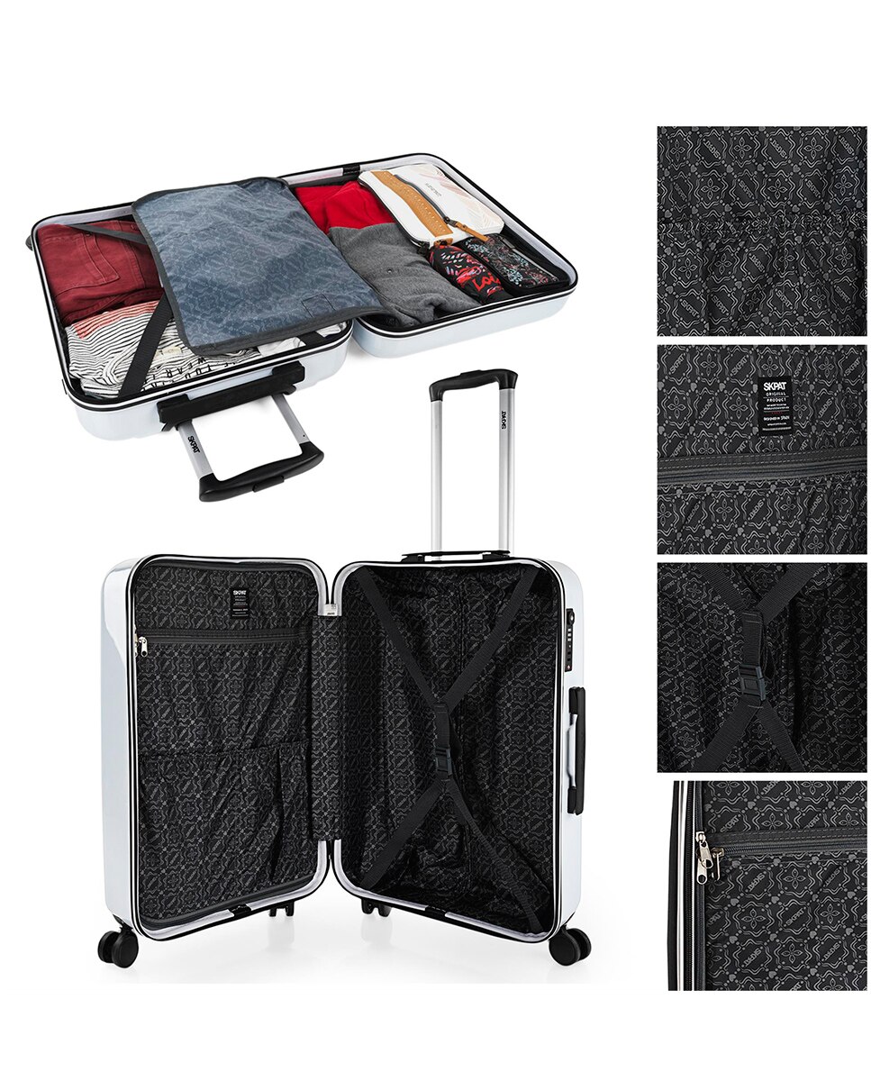 Mala de Cabine Nice Rígida com Capacidade 40l Branco-5