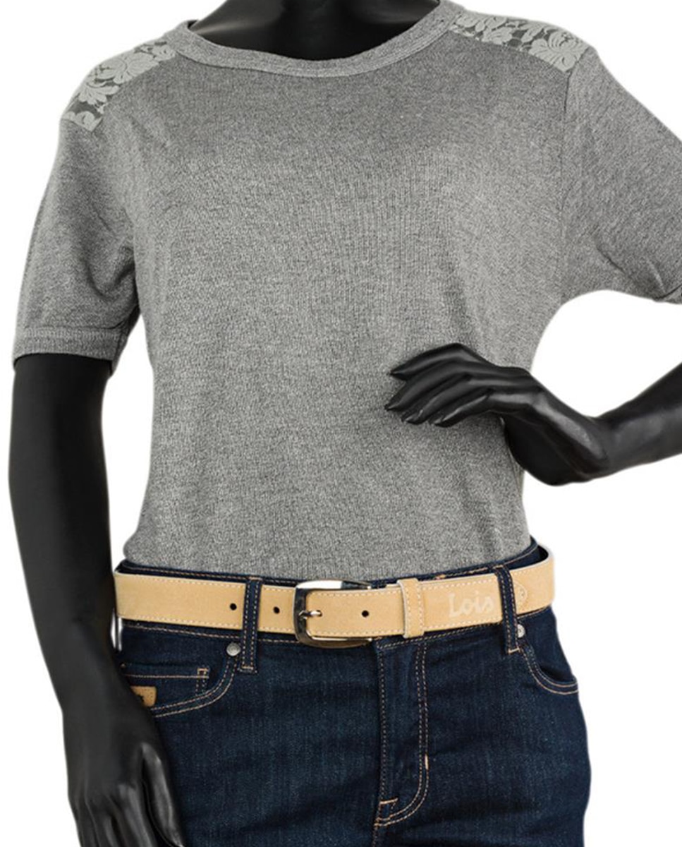 Cinto de Pele em Bege Bege-5