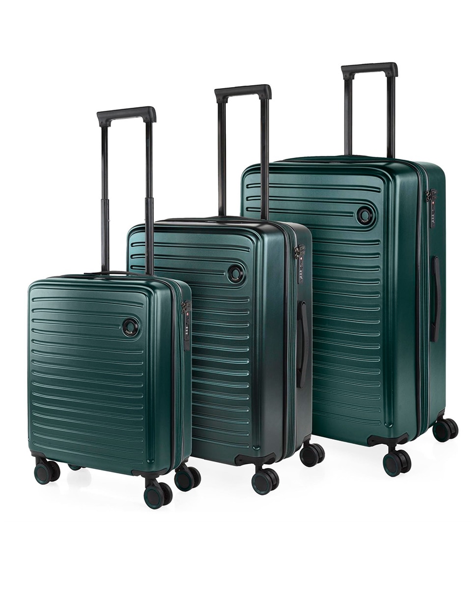 Conjunto de Malas (cabine, Média e Grande) Padua Rígidas com Capacidade de 99 L Verde-escuro-1
